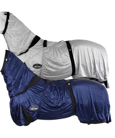 Marengos - eczema ceiling with neck part & abdomen |Flying corner made of fine -meshed fabric |Protection against insects |With double front closure & walking fold |Outdoor horse ceiling in silver gray |135cm silver gray 135cm