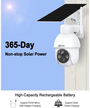 ANRAN 2K Wireless Solar Security Camera | 360 View, Smart Siren, Spotlights | Color Night Vision, AI Human Detection | 2-Way Talk, Alexa Compatible | Q3 White - 3MP - Buy Online on SooperMarket.com