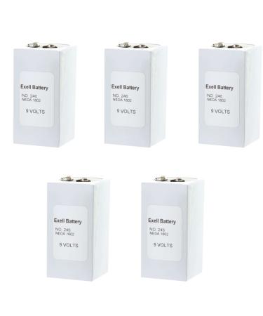 5pc Exell 246 Alkaline 9V Battery NEDA 1602 PP6 6F50-2