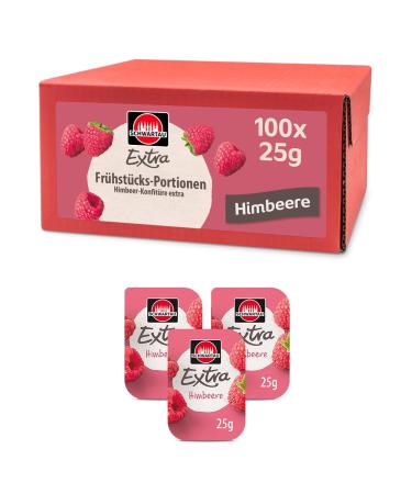 Schwartau Extra Raspberry Portions Jam Portion Bowls Bulk Pack 100x25g