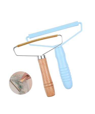 Vicloon Portable Lint Remover 2PCS Lint Roller Portable Lint Remover Carpet Lint Roller Carpet Scraper Manual Brush Tool Shaver Pet Hair Remover with Long Wooden Handle Fuzz Shaver Manual + Plastic