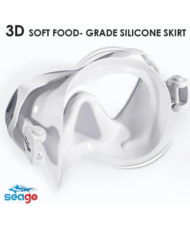 Seago Snorkel Diving Mask Swim Goggles - Stylish Clear Vision Anti-Fog Underwater Goggles for Adult Youth | Waterproof with Nose Cover - White - Buy Online on SooperMarket.com