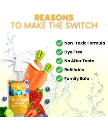 Truly Free Natural Fruit & Veggie Wash Kit - DIY Produce Cleaner Spray (16oz Bottle + 2 Pouches) - Eco-Friendly Vegetable & Fruit Cleaner - Buy Online on SooperMarket.com