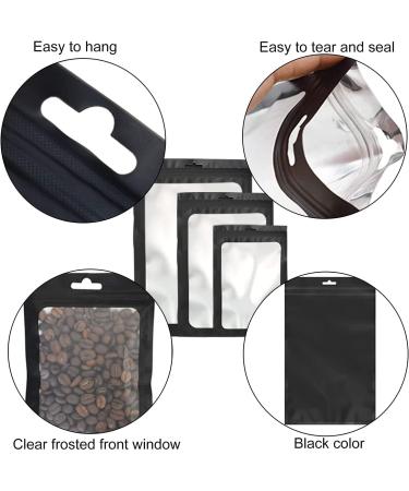 300 Pack Resealable Mylar Bags - Food Storage Smell Proof Bags with Front Window - Variety Sizes Pack for Snacks, Cookies, Jewelry - Black (3x4.7, 4x6, 4.7x7.9) - Buy Online on SooperMarket.com
