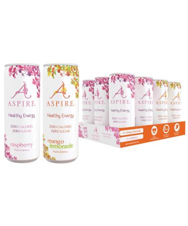 ASPIRE Healthy Energy Drink Mango Lemonade and Raspberry Flavour Variety Pack 12 x 330ml