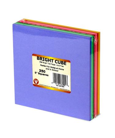 Hygloss 250 Cube Products Bright, 5-Inch Paper Squares-10 Assorted Colors-1 Pad, 5" x 5", Sheets 5" x 5", 250 Sheets