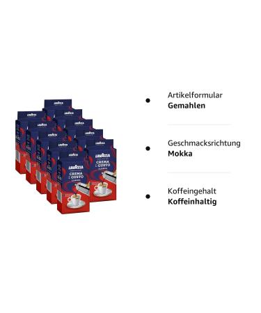Buy Lavazza Coffee Crema e Gusto - Ground Coffee Beans (10 x 250g) | Mocha Flavor | International Shipping Available - Buy Online on SooperMarket.com