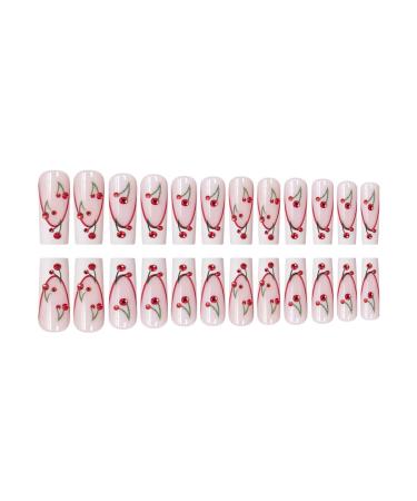 Shop 24Pcs White French Tip Long Press on Nails - Glossy Acrylic False Nails with Rhinestones & Designs for Women | Perfect for International Shipping - Buy Online on SooperMarket.com