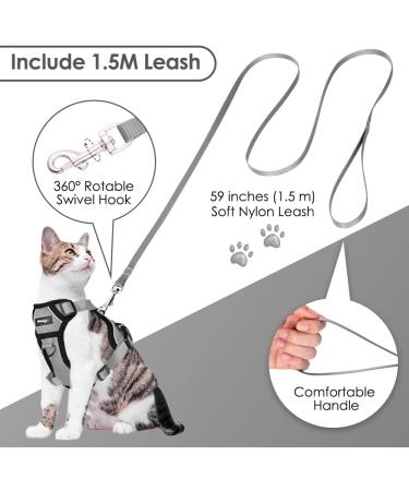 Breakproof Cat Leash Set & Adjustable Soft Kitten Vest | Reflective Stripes | Gray Small Cat Dishes | Ideal for Small Kittens - Buy Online on SooperMarket.com