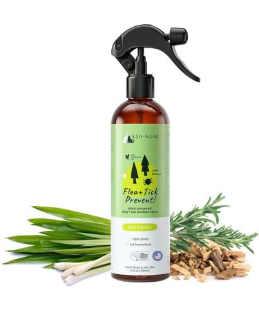 Kin+Kind Flea + Tick Prevent Dog + Cat Protect Spray Lemongrass 12 fl oz (354 ml)