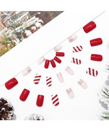 Christmas Snowflake Elk False Nails - Red Long Press On Tips (24pcs) for Women & Girls - Buy Online on SooperMarket.com