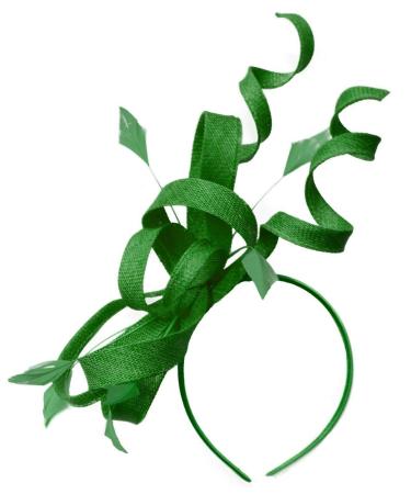 Caprilite Sinamay Fascinator with Swirls Ladies Wedding Ascot Races One Size Jade Green
