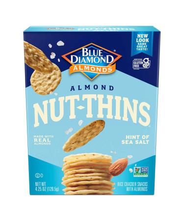 Blue Diamond Almonds Nut Thins Gluten Free Cracker Crisps, Hint of Sea Salt, 4.25 Ounce Boxes (Pack of 6) Sea Salt 4.25 Ounce (Pack of 6)