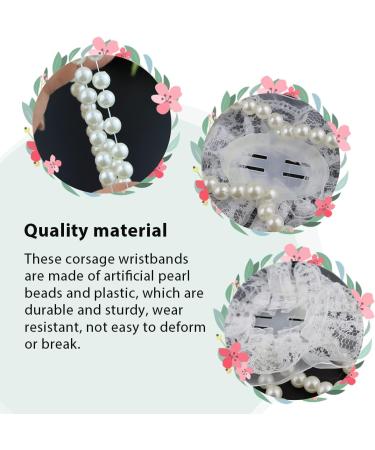 10 Pack Elastic Pearl Wrist Corsage Bands - DIY Wrist Corsages for Bride & Prom - White Lace Accessories - Buy Online on SooperMarket.com