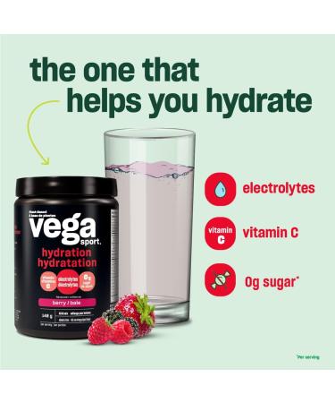 Vega Sport Hydration Electrolyte Powder Berry (30 Sachets) Vegan Hydrator Keto Friendly Gluten Free Non Dairy Sugar Free Non GMO 30x4.2g (Packaging May Vary) Berry 30 Servings (Pack of 1) - Buy Online on SooperMarket.com