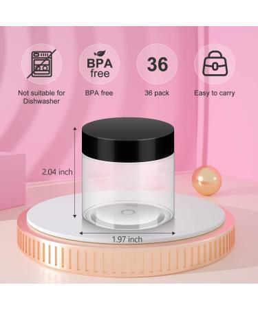 36 Pack BPA-Free 2oz Plastic Jars with Lids - Reusable Cosmetic Containers for Bath Salts and Beauty Products - Buy Online on SooperMarket.com
