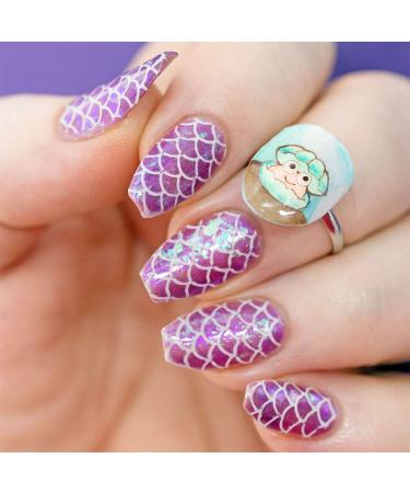 Kalolary Mermaid Nail Foil Transfer Stickers - Holographic Gradient Fish Scales Nail Decals for Women - 10 Sheets - Buy Online on SooperMarket.com