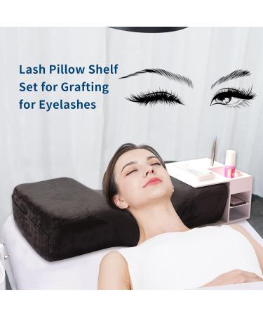 Professional White Eyelash Extension Memory Foam Pillow with Organizer Stand - Grafting Pillow with Velvet Pillowcase - Buy Online on SooperMarket.com