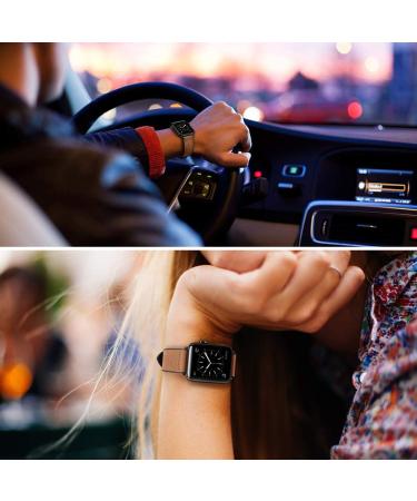 OUHENG Genuine Leather and Rubber Hybrid Band for Apple Watch 49mm/45mm/44mm/42mm - Brown/Black Adapter - Sweatproof Band for iWatch Series 8 7 6 5 4 3 2 1 SE2 SE - Buy Online on SooperMarket.com