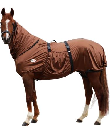 RL24 Eczema Ceiling for Horses | Light Brown | Protective Flying Sheet with Neck & Abdomen | Fine-Meshed Double Closure & Leg Cords | 115cm - Buy Online on SooperMarket.com
