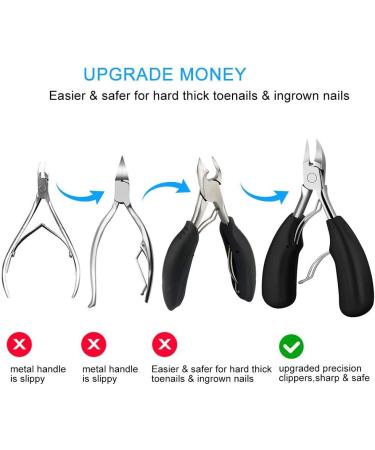 Professional Toe Nail Clipper for Thick and Ingrown Toenails - Surgical Stainless Steel Trimmer with Soft Grip Handle (4PCS) - Buy Online on SooperMarket.com