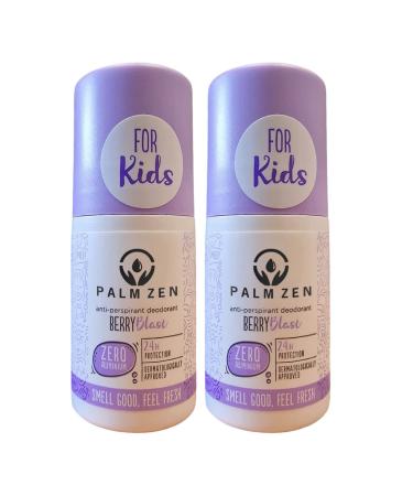 Palmzen Children's Roll on Sensitive Anti-Perspirant Deodorant - Vegan Friendly Aluminium and Alcohol Free Dermatogically tested (Berry Blast)