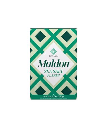 Maldon Salt Sea Salt Flakes 8.5 oz (240 g) Kosher Natural Handcrafted Gourmet Pyramid Crystals (Packaging May vary)