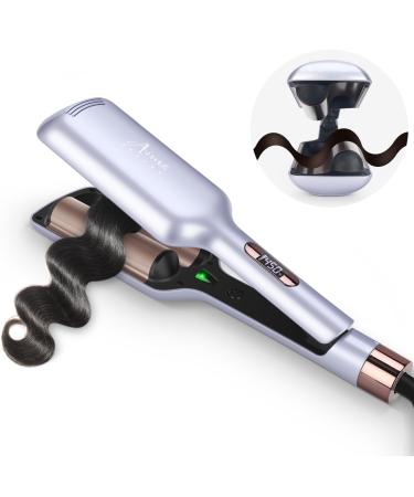32mm Aima Beauty 2 Barrel Curling Wand Big Wave Mermaid Hair Waver Hair Curling Iron Anti-Scald Negative Ionic Emitter Lock Hair Moisture Short/Medium/Long Hair (Purple) Light Purple