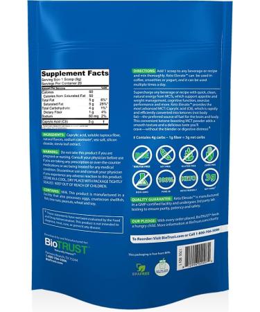 BioTrust Keto Elevate Pure C8 MCT Oil Powder - French Vanilla | Ketogenic Diet Supplement for Clean Energy, Mental Focus, and Clarity (20 Servings) - Buy Online on SooperMarket.com