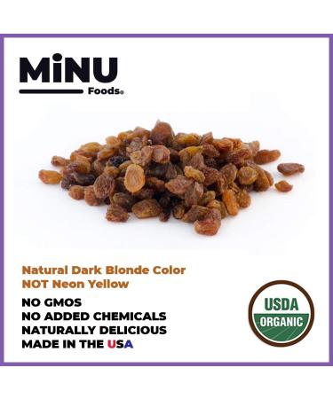 MiNU Organic Golden Raisins Sultanas - 16 oz (1 lb) | No Sulfur, No Added Sugar | Seedless Superfood for Raw, Paleo, Vegan, NonGMO, Gluten Free Diets - Buy Online on SooperMarket.com