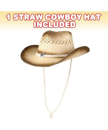 ArtCreativity Straw Cowboy Hat for Teens and Adults - Cowboy Costume Hat with Chinstrap and Sunburst Pendant - Perfect for Dress Up Parties and Concerts - Buy Online on SooperMarket.com