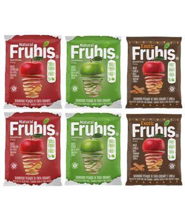 Frubis Tasty Bits Of Crispy Fruit | Red Apple | Green Apple | Apple and Cinnamon - 6 Pack