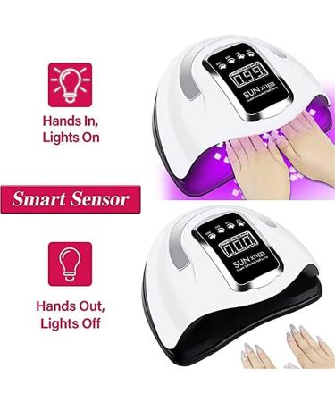 Professional UV LED Nail Lamp - 280W Gel Polish Dryer with Auto Sensor, 66 LEDs, Portable Handle - Nail Art Tools - Buy Online on SooperMarket.com