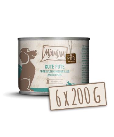 Mjamjam - Premium wet food for dogs - Pure meat enjoyment - good PUTE PURT 200G 6 -pack (6 x 200g) natural lamps with extra meat turkey 200 g (6 Pack)