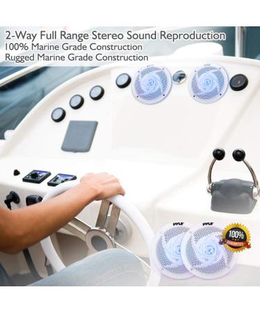 Pyle 240W 6.5 Low-Profile Waterproof Marine Speakers - 1 Pair Slim Style Outdoor Audio System w/ Illuminating LED Lights - Buy Online on SooperMarket.com