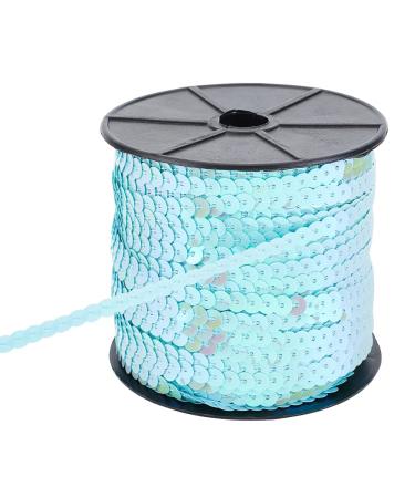 PH PandaHall 100 Yards 6mm Flat Sequin Strip Light Blue Spangle Sequins Paillette Trim Spool String Sequin Beads for Jewelry Making and Costume Accessories Light Blue 100 Yards
