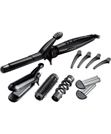 Remington S8670 Multi-Style Includes Reversible Styling Plates 19 mm Curling Tong Round Brush and Spiral Curling Attachment Hair Clips Black