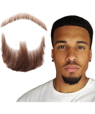 Fake Mustache Face Beard for Adults Realistic Makeup Costume Lace Man Beards Brown for Halloween Costumes - Buy Online on SooperMarket.com