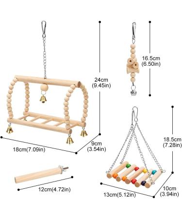 8 Pack Natural Wood Bell Bird Swing Toy for Parrots and Small Birds - Buy Online on SooperMarket.com