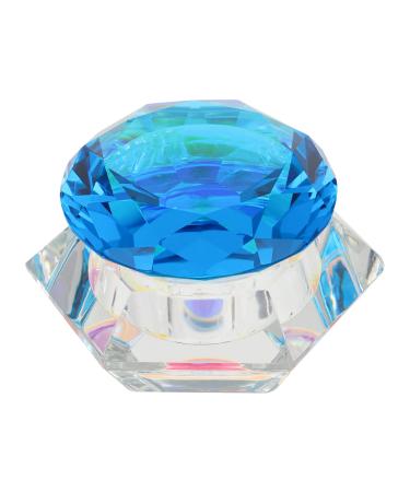 Minkissy Nail Art Dappen Dish Diamond Shape Nail Crystal Bowl with Lid for Nail Acrylic Liquid Powder (Lake Blue)