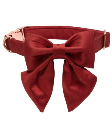 Lionet paws dog collar fly - comfortable silk dog collar with removable fly for puppies and cats neck 20-30cm XS collar & fly (1 pack) red