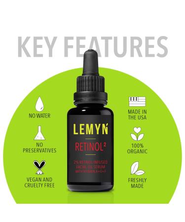 Retinol2 Facial Oil Serum 2% Anti-Aging Hydrating Formula with Vitamins A E & F | 15ml | Freshly Made for Youthful Skin - Buy Online on SooperMarket.com