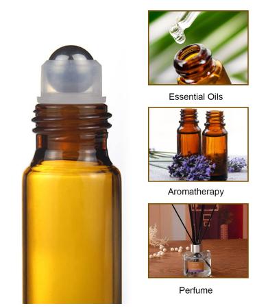 4PCs Brown Roll-On Glass Bottles for Essential Oils Refillable 5ml Aromatherapy & Perfume Roller Bottles - Buy Online on SooperMarket.com