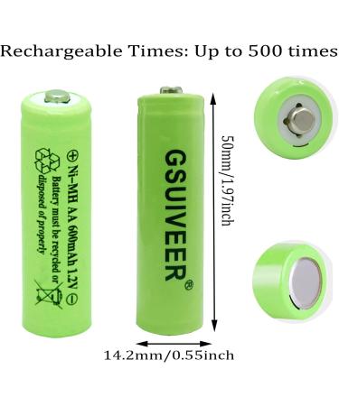 Buy Ni-Mh AA 600mAh 1.2V Rechargeable Batteries for Outdoor Solar Lights - 4 Pack - Buy Online on SooperMarket.com