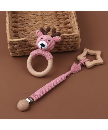 TIAN-K Baby Pacifier Chain - Soft Braided Deer Design Holder for Boys & Girls - Perfect Toddler Toy - Buy Online on SooperMarket.com