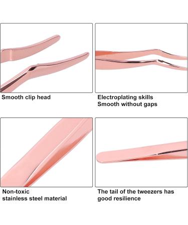 Professional Rose Gold Eyelash Extension Tweezers - Curved Stainless Steel for Mega Volume & Precise Application - Buy Online on SooperMarket.com