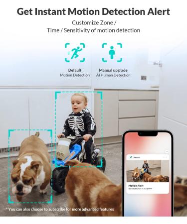 NETVUE 1080P FHD WiFi Pet Camera | Indoor Security Camera with 2-Way Audio, Night Vision, AI Human Detection | Cloud Storage/TF Card | Black - Buy Online on SooperMarket.com