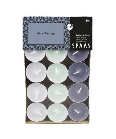 Spaas 30 Scented Tealights Assorted Colours 4.5 Hours Mist of Nostalgia Sea Blue Mist of nostalgia