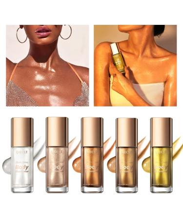 2-Pcs Waterproof Body Shimmer Oil Set - Rose Gold & Glistening Bronze Glow | Face & Body Highlight Illuminator 80ml - Buy Online on SooperMarket.com