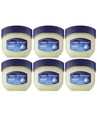 Vaseline Lip Therapy Original Mini White Petrolatum Advanced Moisturizer Relieves Dull and Dry Skin Mini Vaseline Petroleum Jelly Soft & Smooth Vaseline Lips (Pack of 6-0.25 Oz Ea)